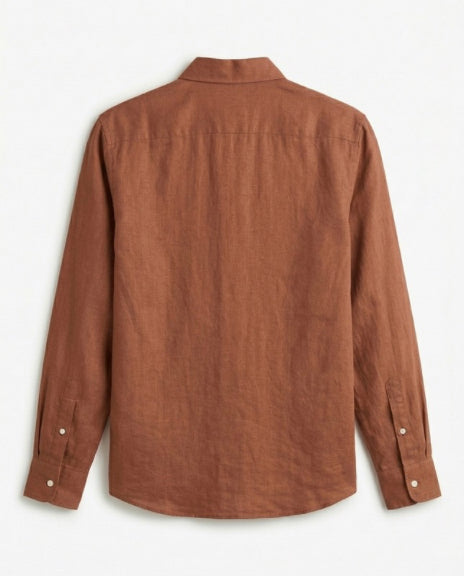 Tan Cotton Linen Blend Shirt