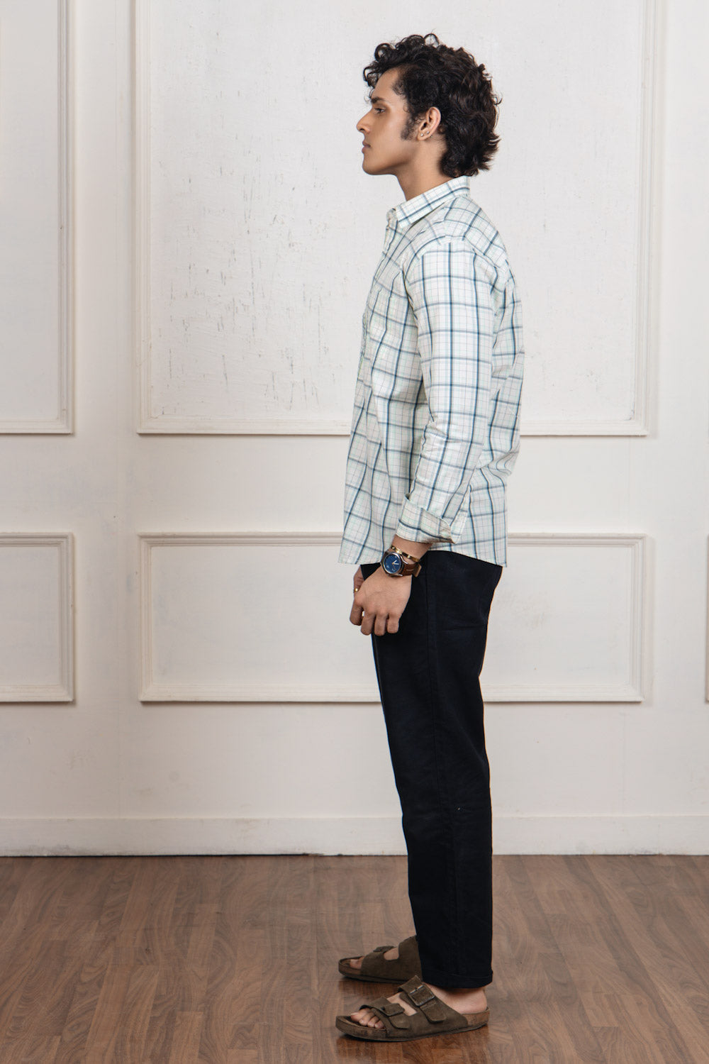 White & Green Checkered Shirt