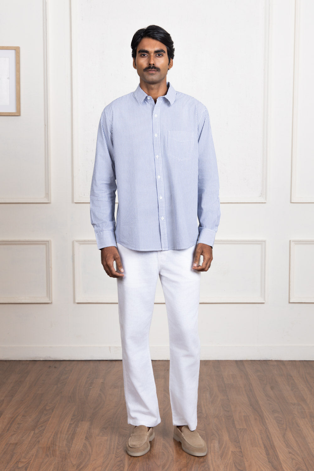 Blue & White Striped Cotton Shirt