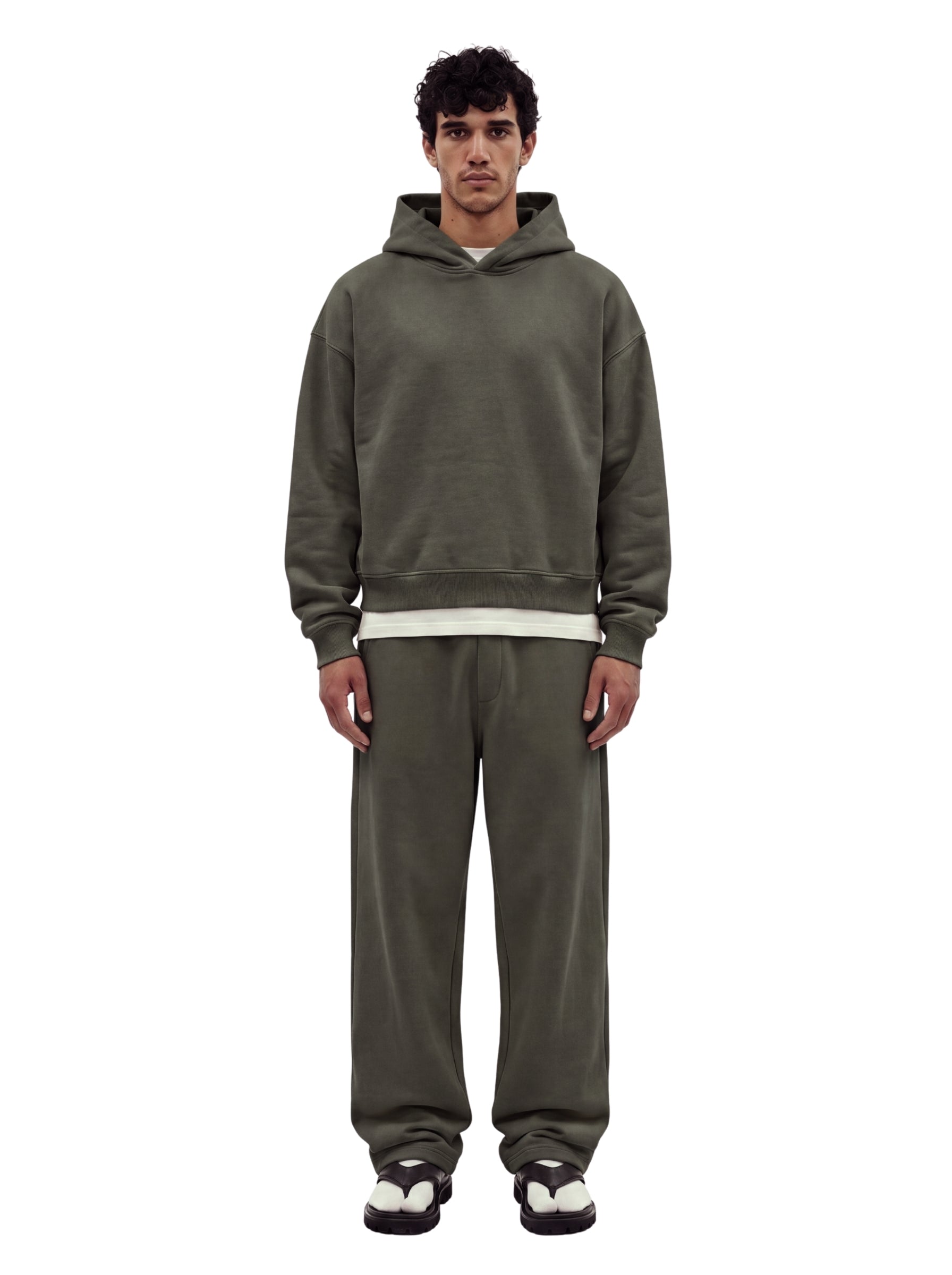 Stone Olive Baggy Cotton-rich sweatpants (Warft)