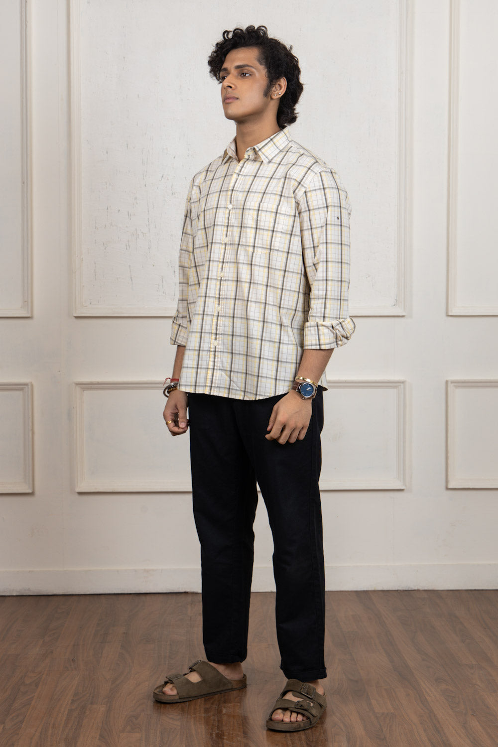 Yellow & Brown Checkered Shirt