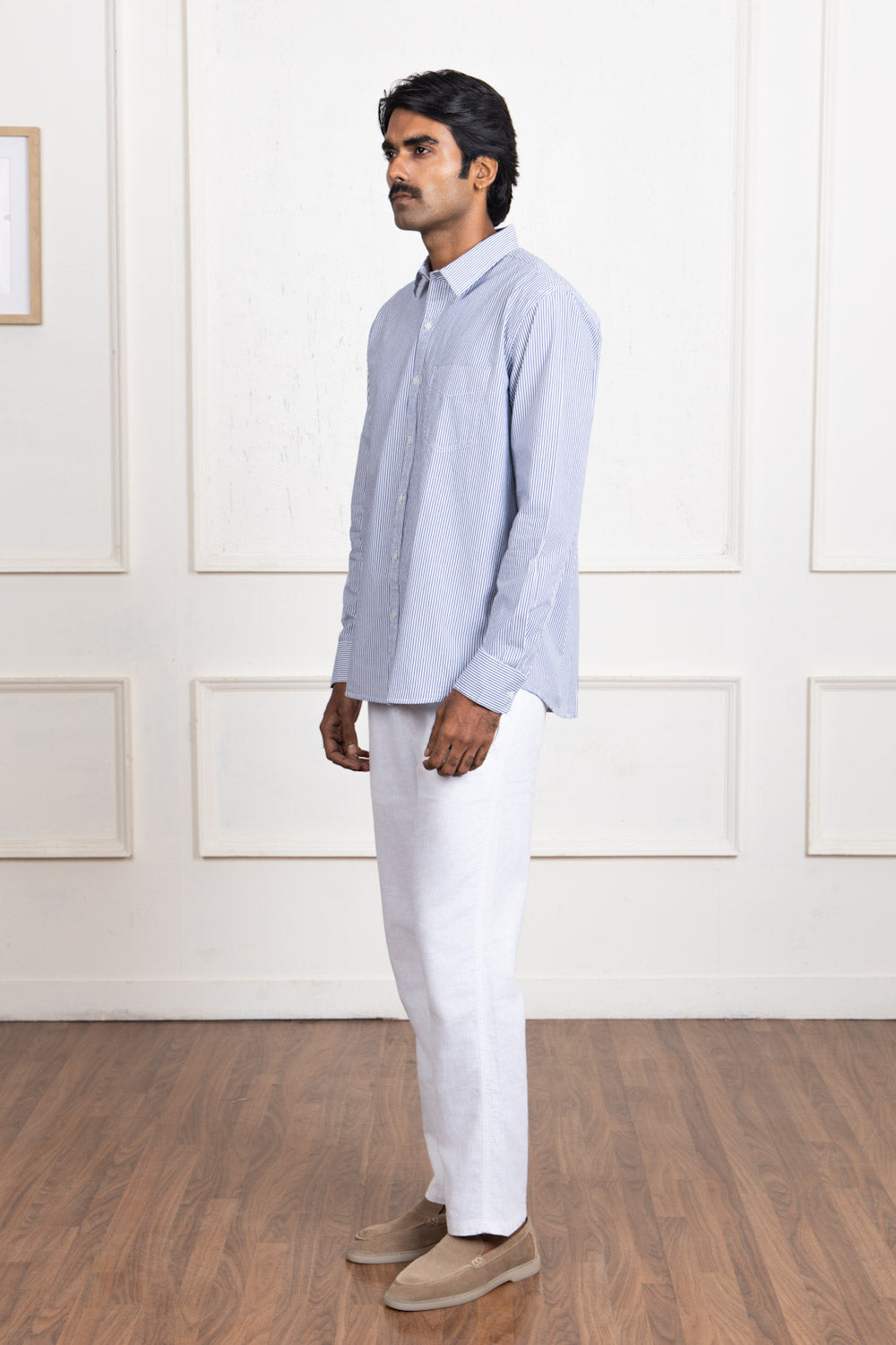 Blue & White Striped Cotton Shirt