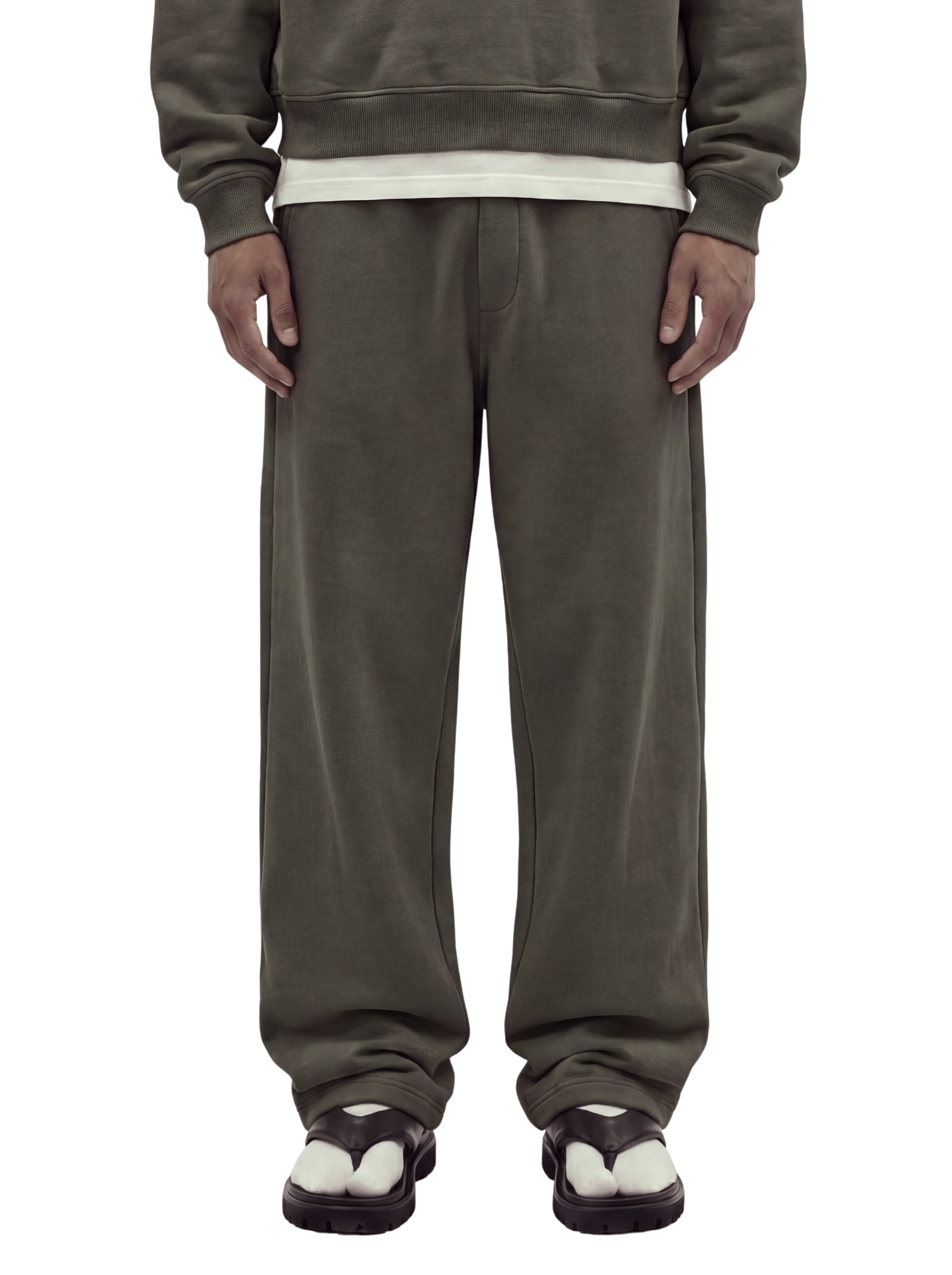 Stone Olive Baggy Cotton-rich sweatpants (Warft)