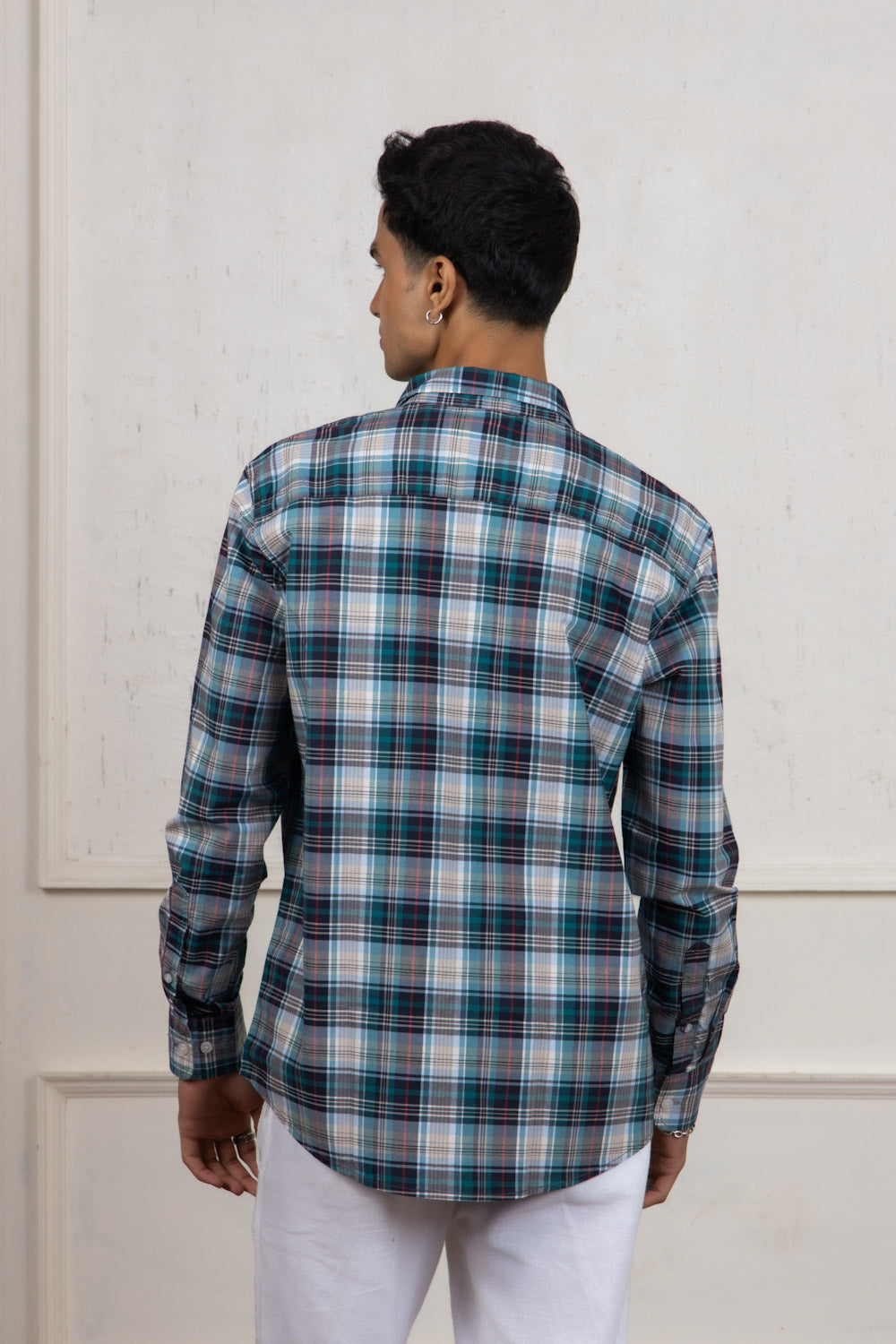Green Blue Checkered Cotton Shirt
