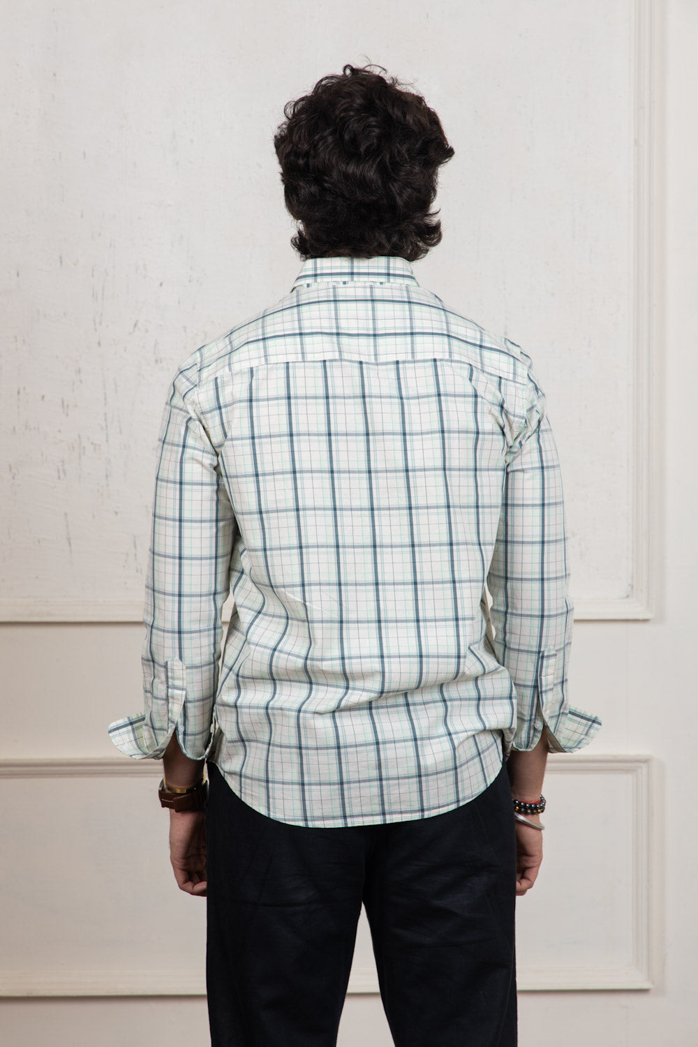 White & Green Checkered Shirt