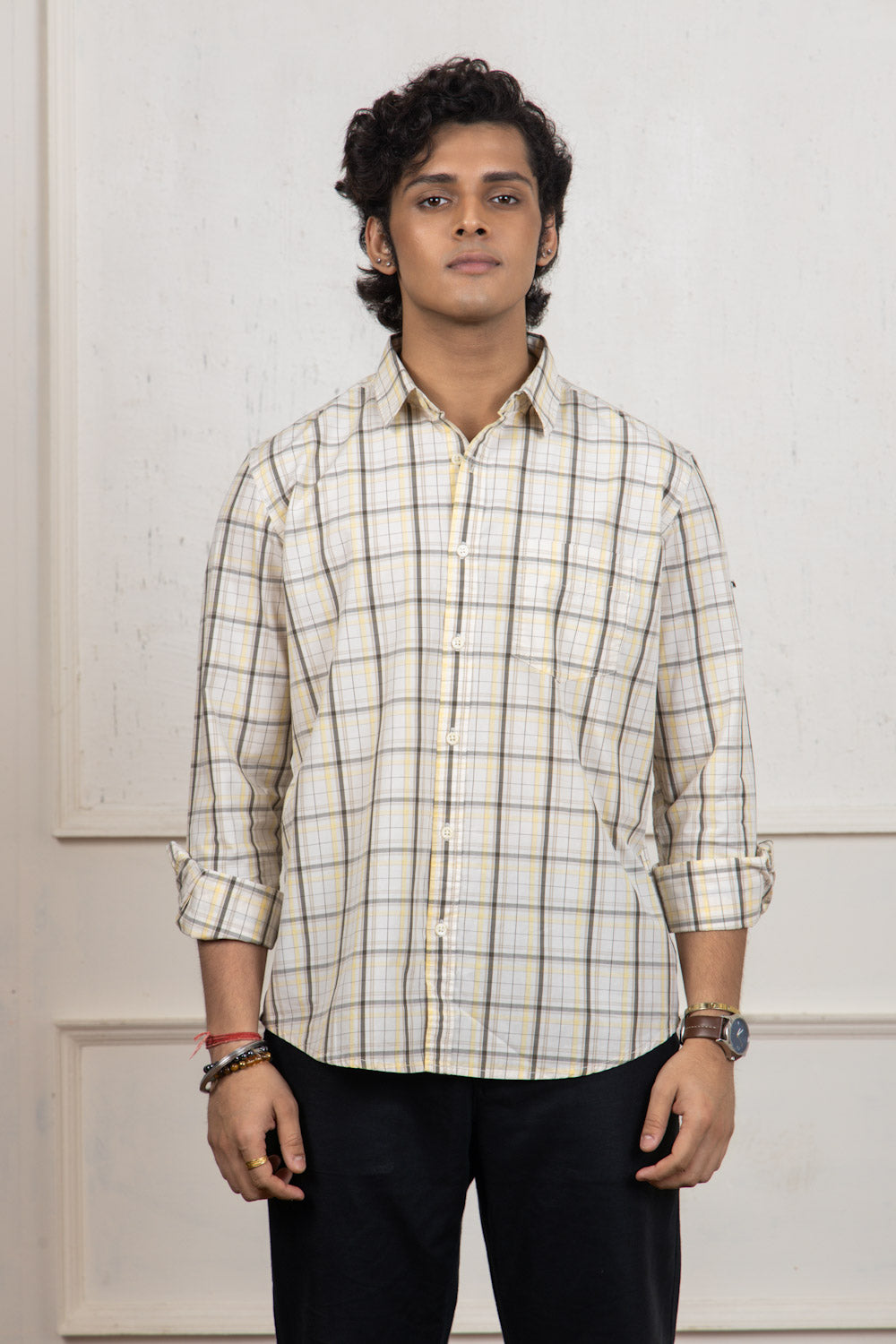 Yellow & Brown Checkered Shirt