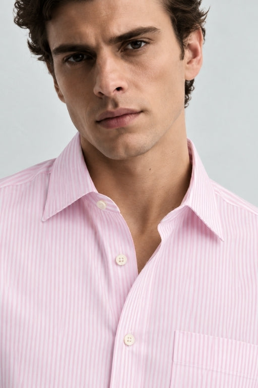 Pink Striped Pure Cotton Shirt