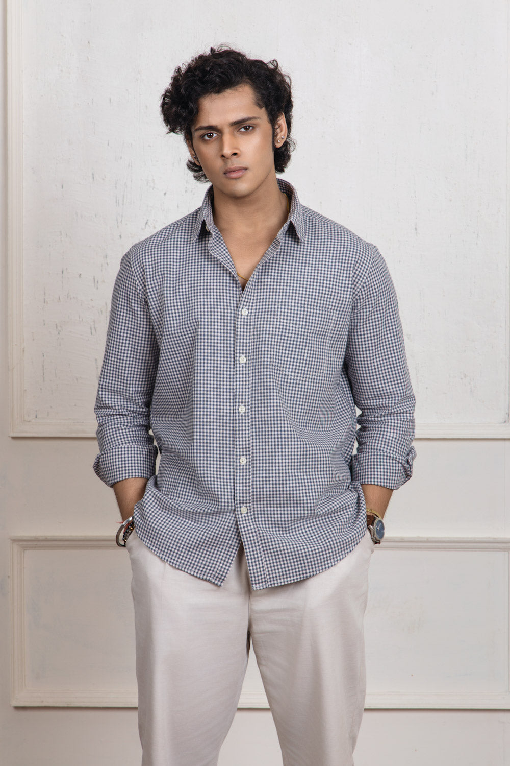 White Checkered Cotton Shirt