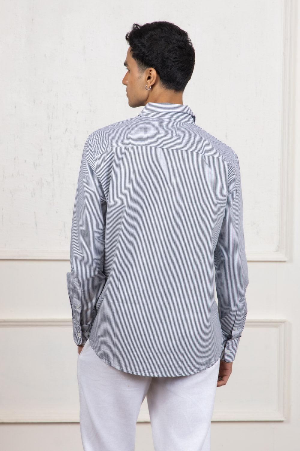 Black and White Striped Cotton Shirt