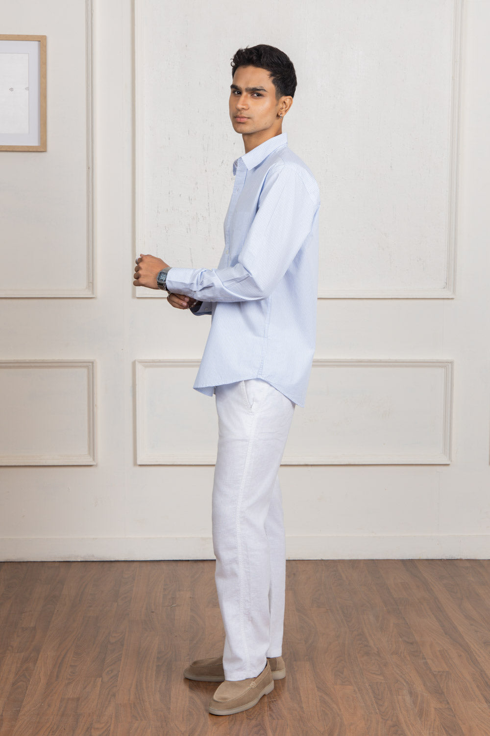 Blue & White Striped Cotton Shirt