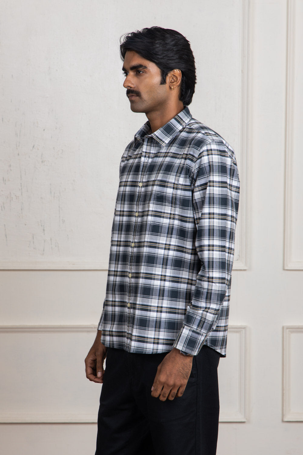 Black and White Checkered Cotton Shirt
