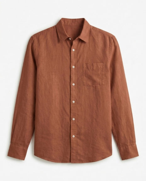 Tan Cotton Linen Blend Shirt