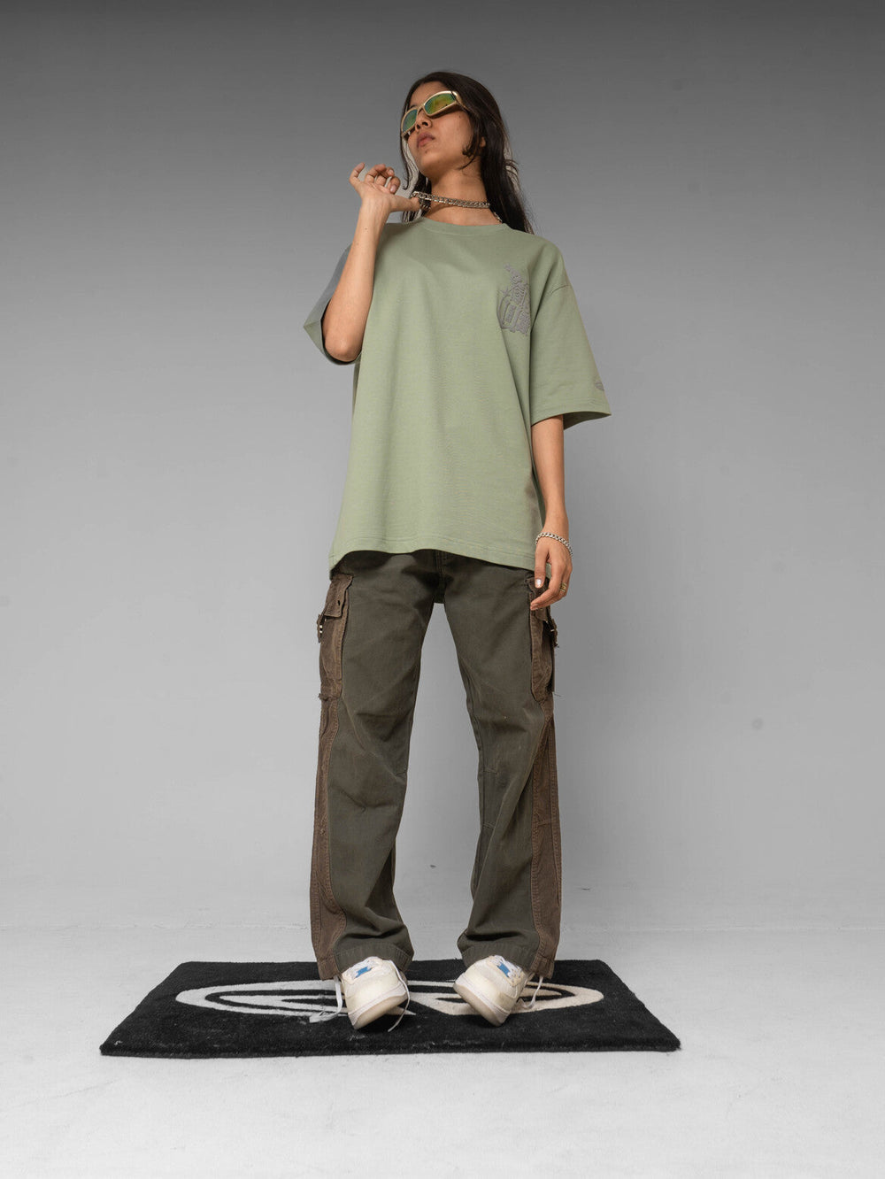 SkullScape green oversized Tee