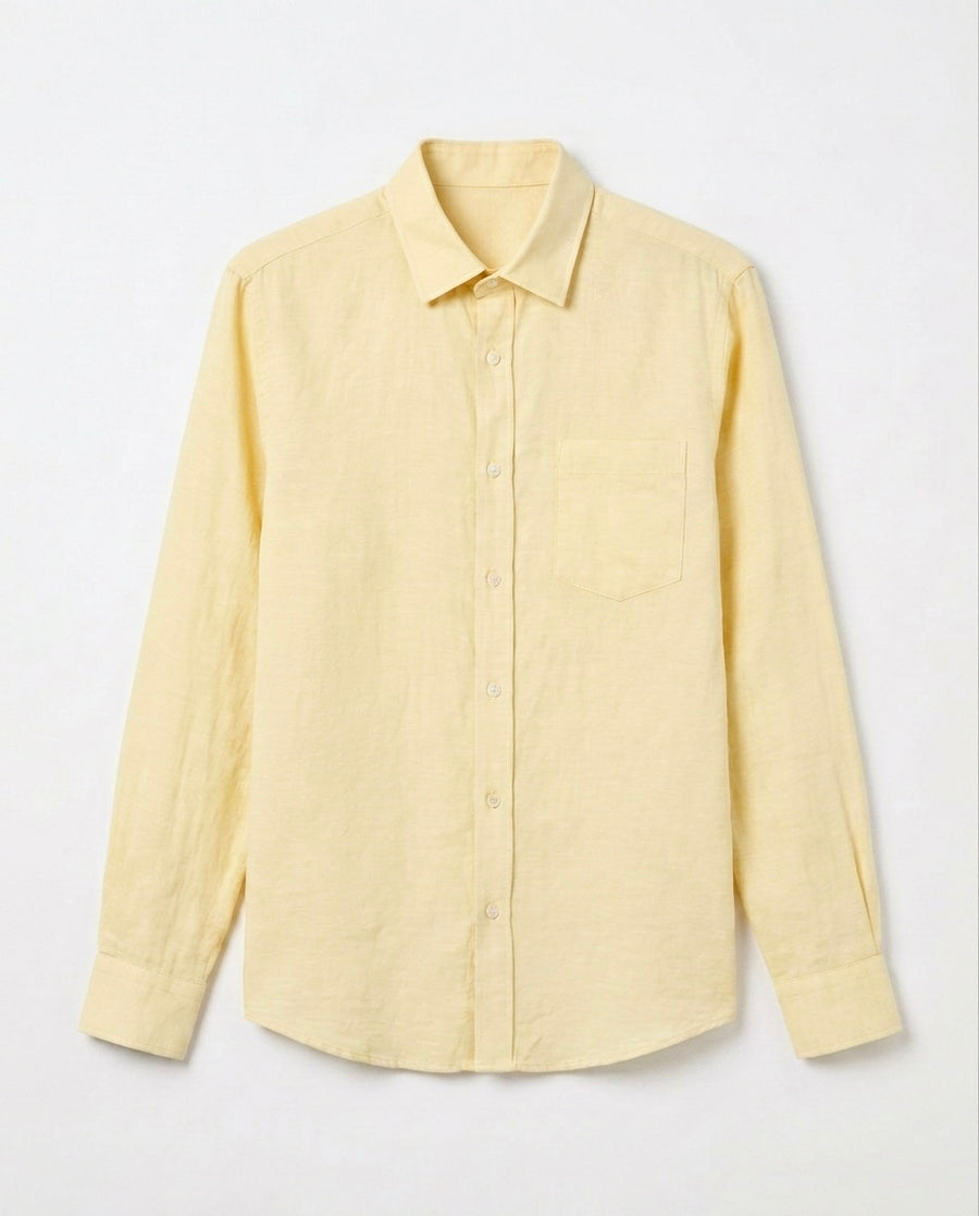 Butter Yellow Linen Blend Shirt
