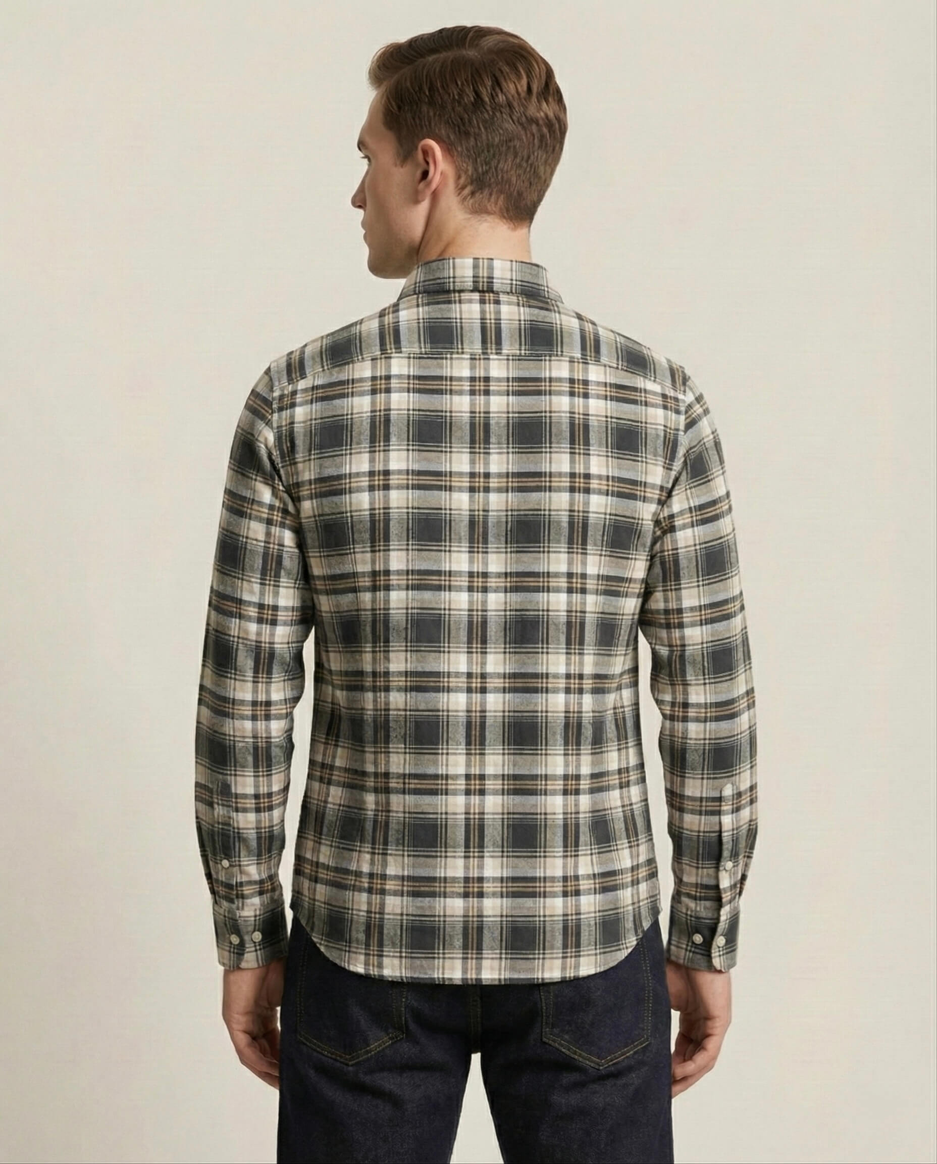 Mud Green Checkered Cotton Shirt