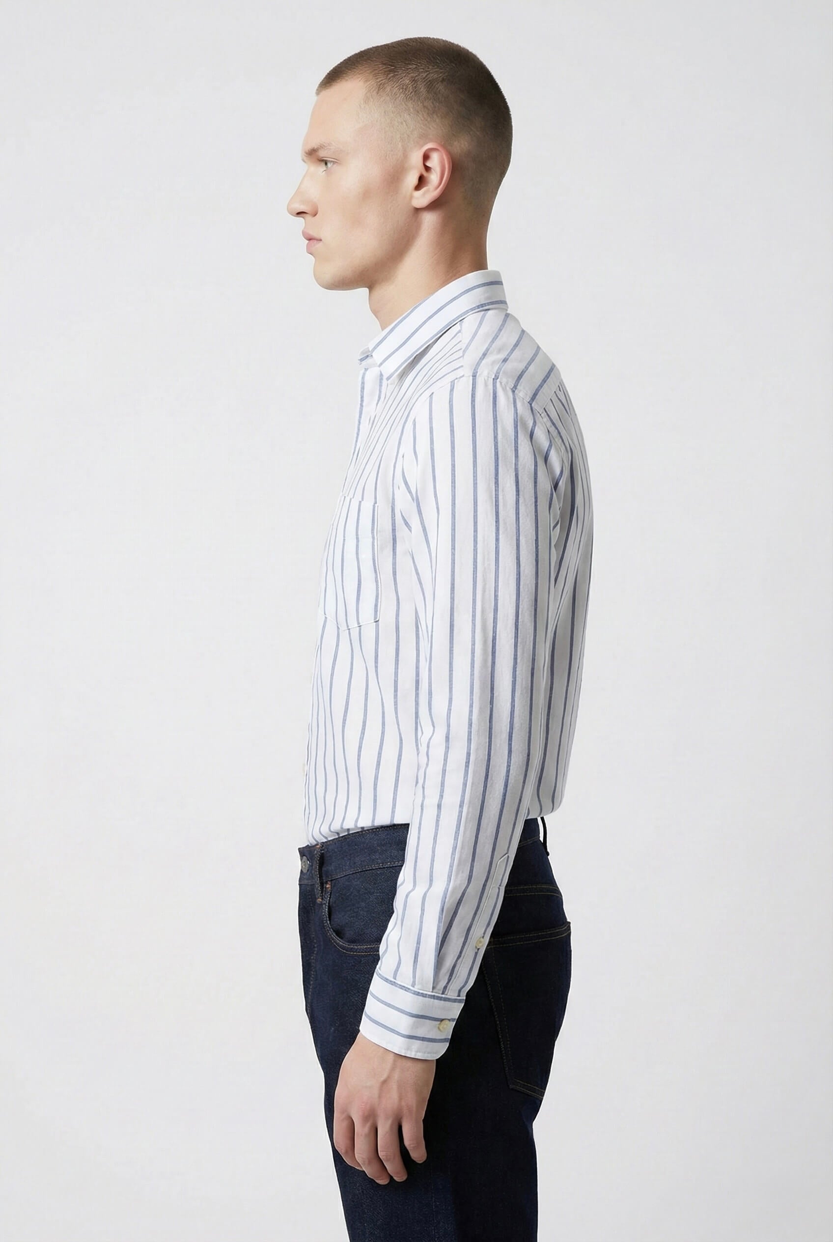 White Oxford Striped Cotton Shirt
