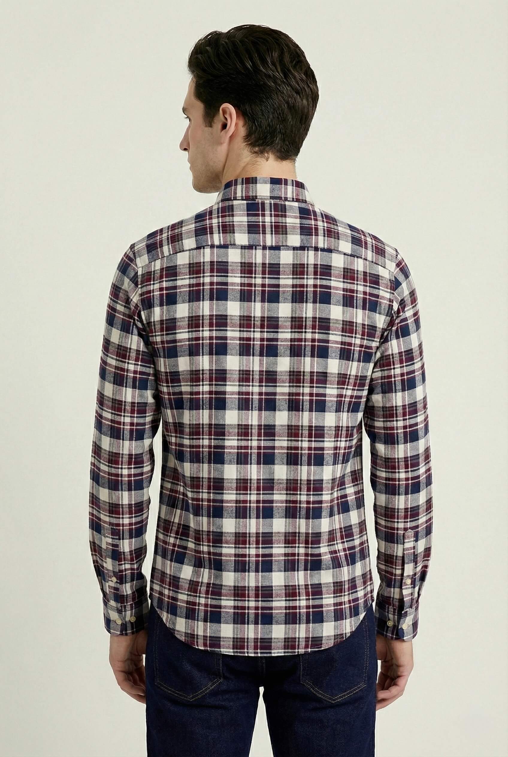 Black Majenta Checkered Cotton Shirt