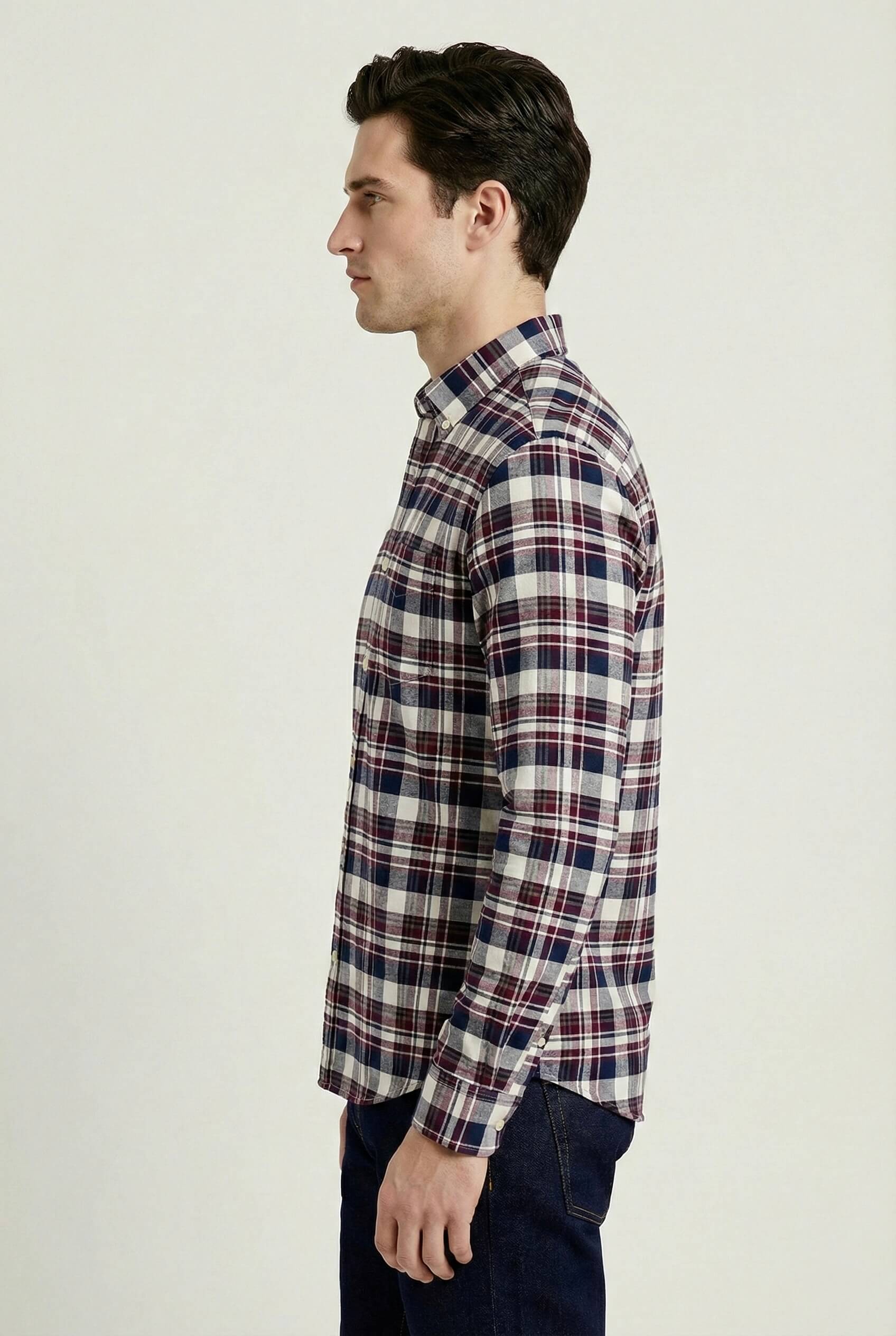 Black Majenta Checkered Cotton Shirt