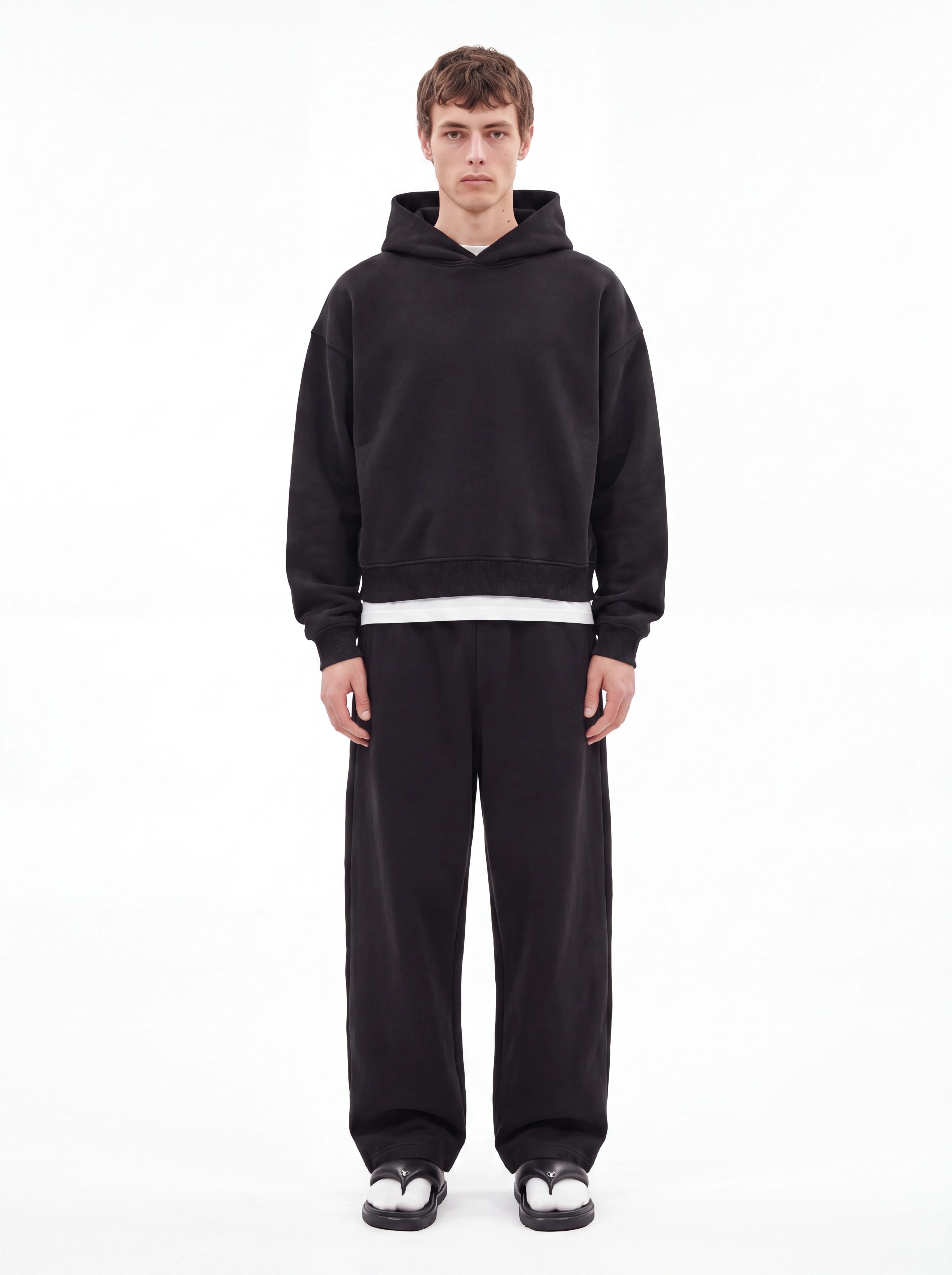 Jet Black Baggy Cotton-rich sweatpants (Warft)