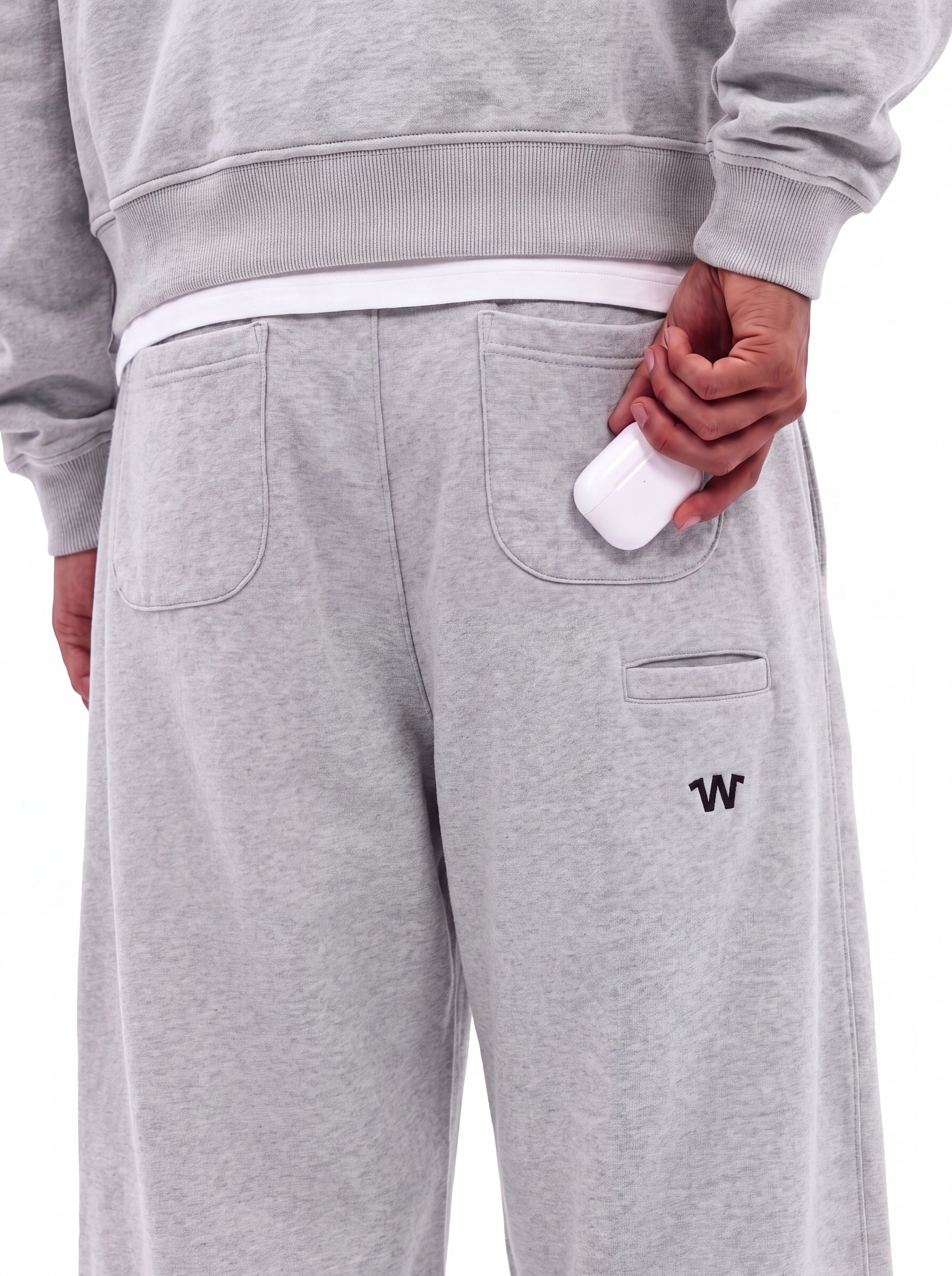 Melange Grey Baggy Cotton-rich sweatpants (Warft)
