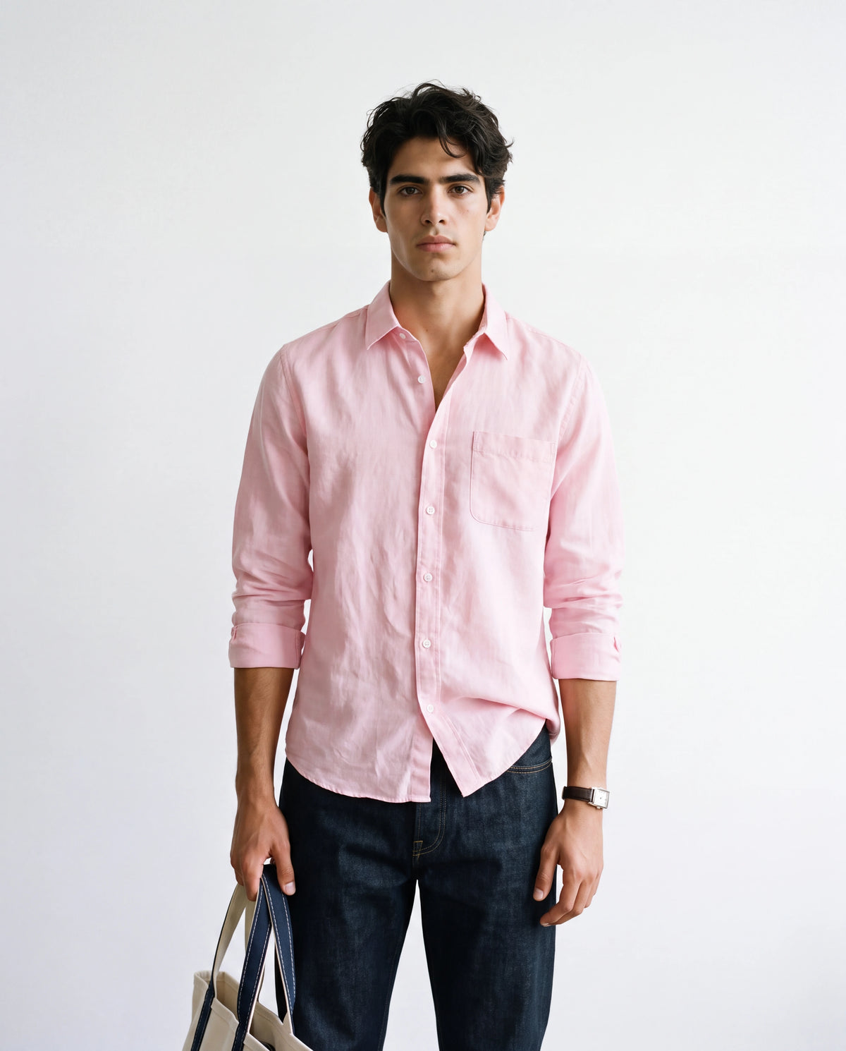 Pink 100% Linen 60 Lea Shirt - Warft