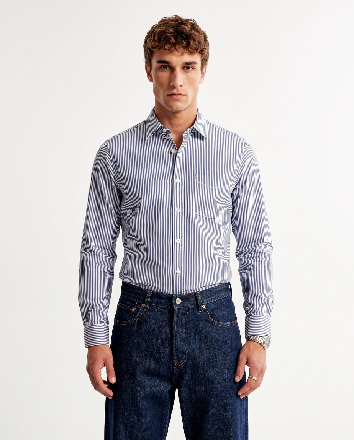 Blue Striped Pure Cotton Shirt