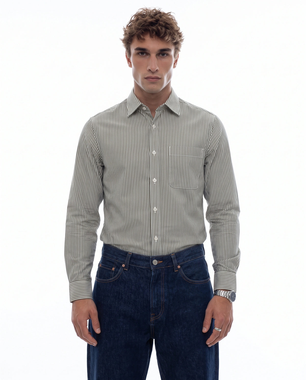 Black Fine Striped Cotton Shirt