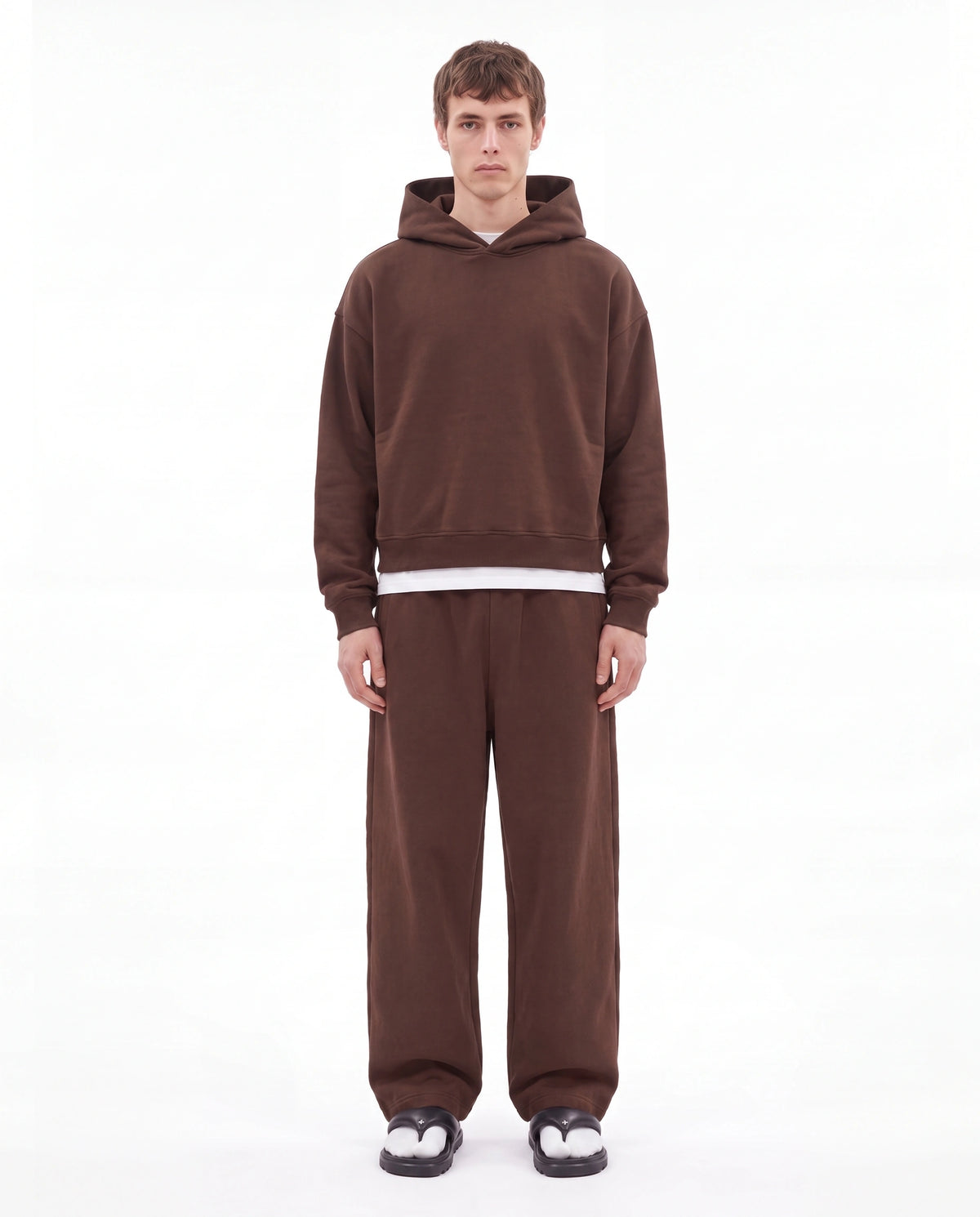 Mocha Brown Baggy Cotton-rich sweatpants (Warft)