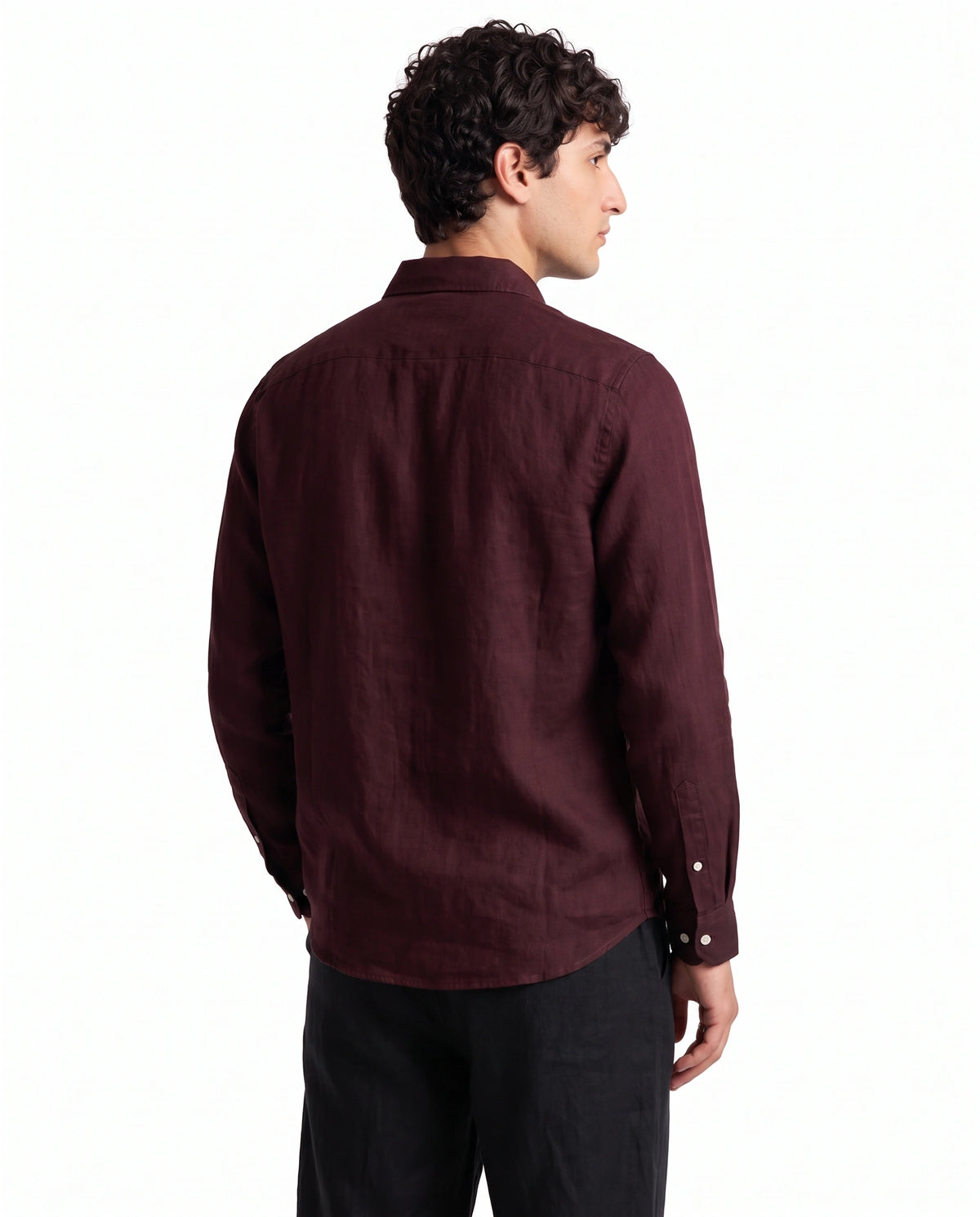 Dark Maroon Linen Blend Shirt