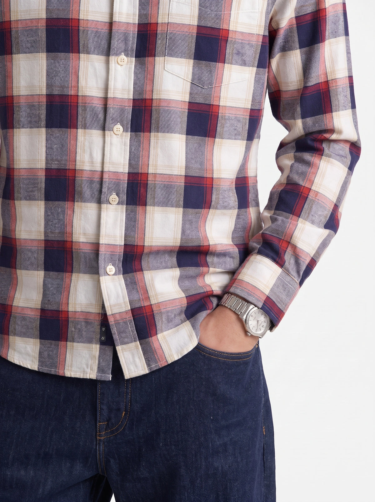 Red & Navy Plaid Checkered Cotton Shirt