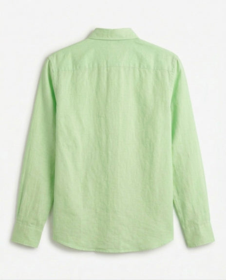 P Green Cotton Linen Blend Shirt