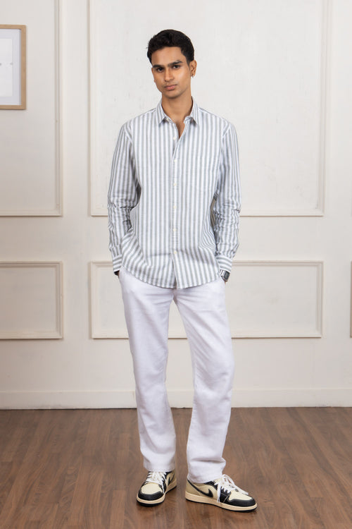 Grey Striped Cotton Shirt