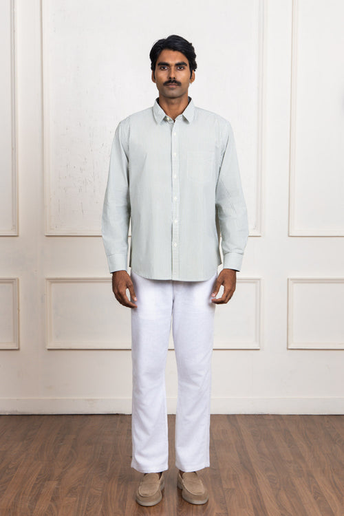 Green Striped Cotton Shirt