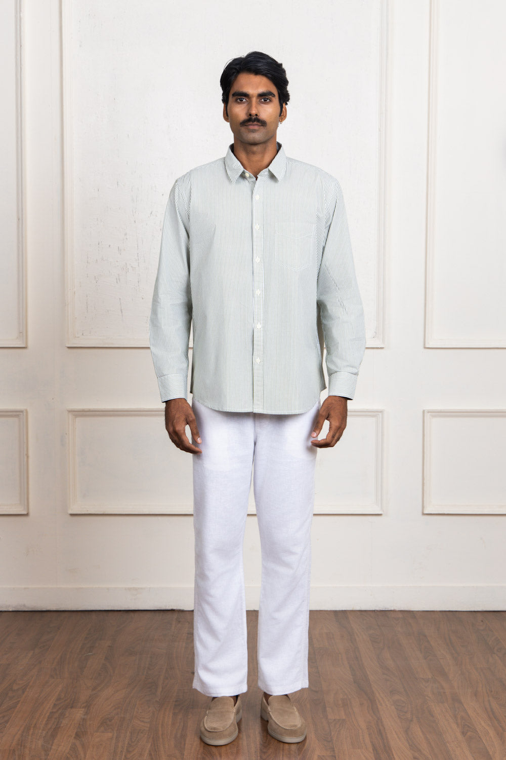 Green Striped Cotton Shirt