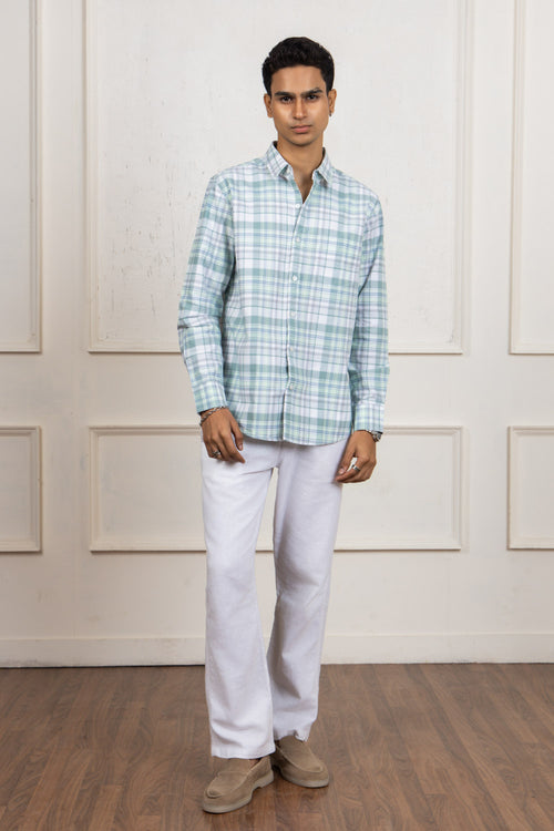 Green White Checkered Shirt