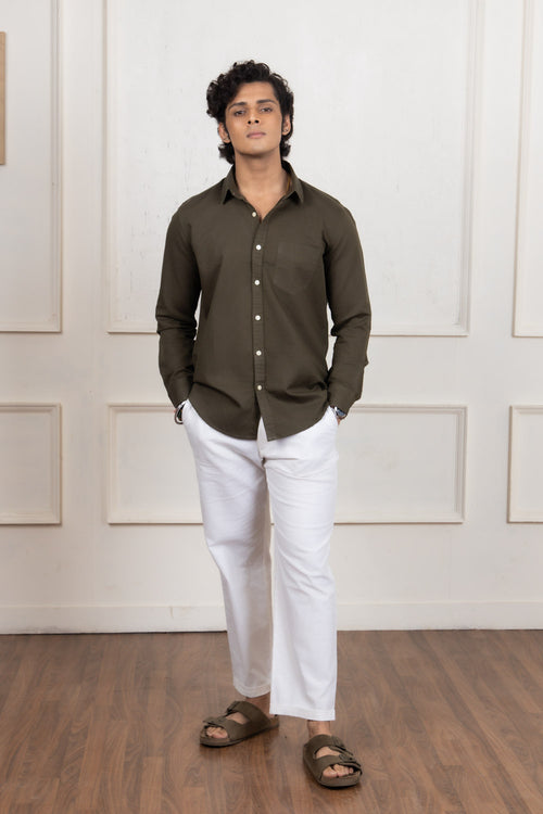 Olive Green Cotton Shirt