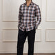 Orange Black Checkered Cotton Shirt