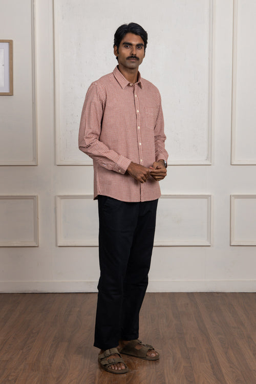 Caramel Checkered Cotton Shirt