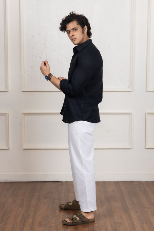 Black Solid Cotton Shirt