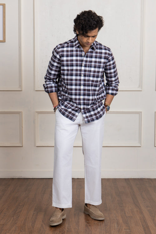 Brown & Black Checkered Cotton Shirt