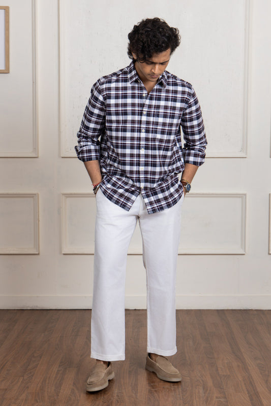 Brown & Black Checkered Cotton Shirt