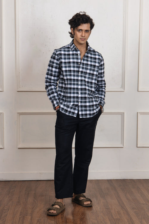 Green & Black Checkered Cotton Shirt