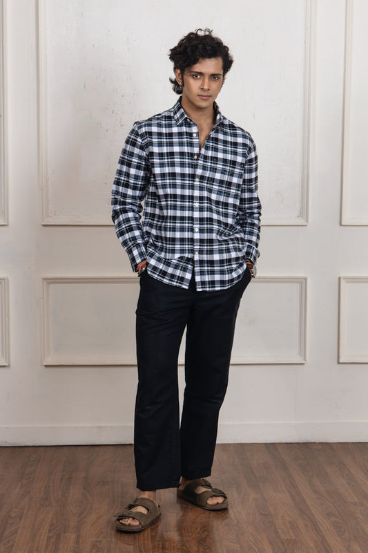 Green & Black Checkered Cotton Shirt