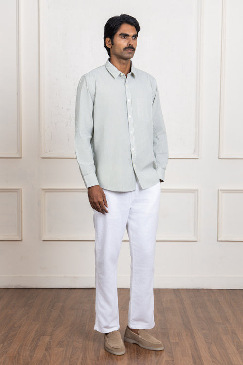Green Striped Cotton Shirt