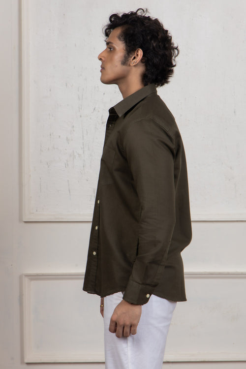 Olive Green Cotton Shirt