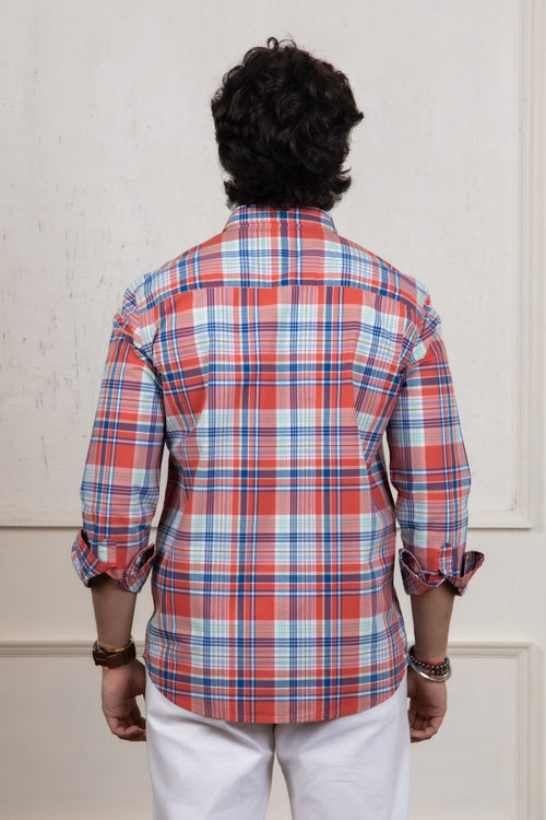Orange White Checkered Shirt