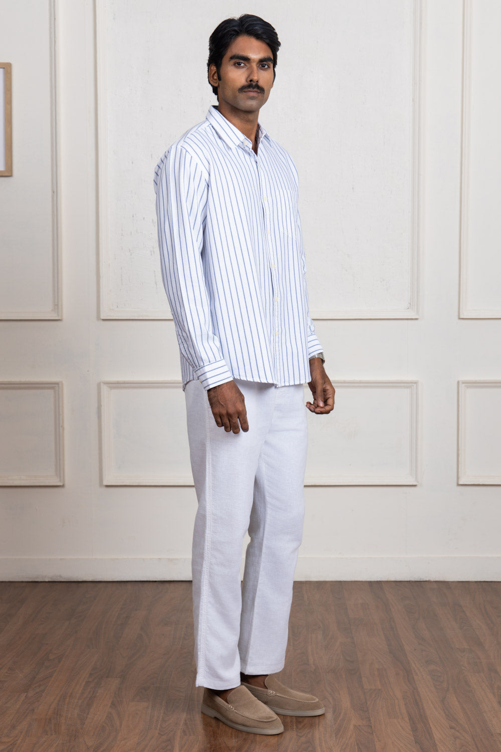 White & Black Striped Cotton Shirt