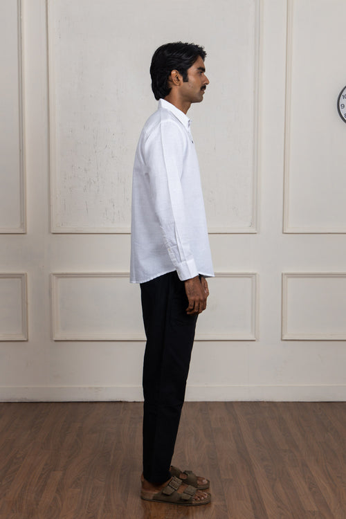 White Solid Cotton Shirt
