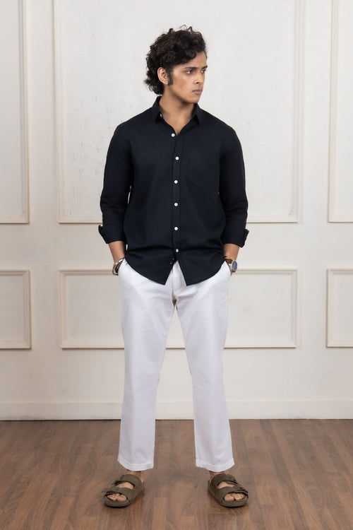 Black Solid Cotton Shirt
