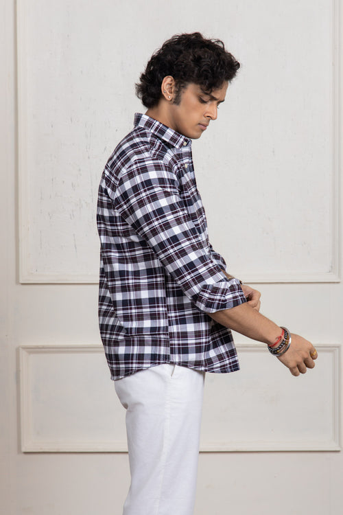 Brown & Black Checkered Cotton Shirt